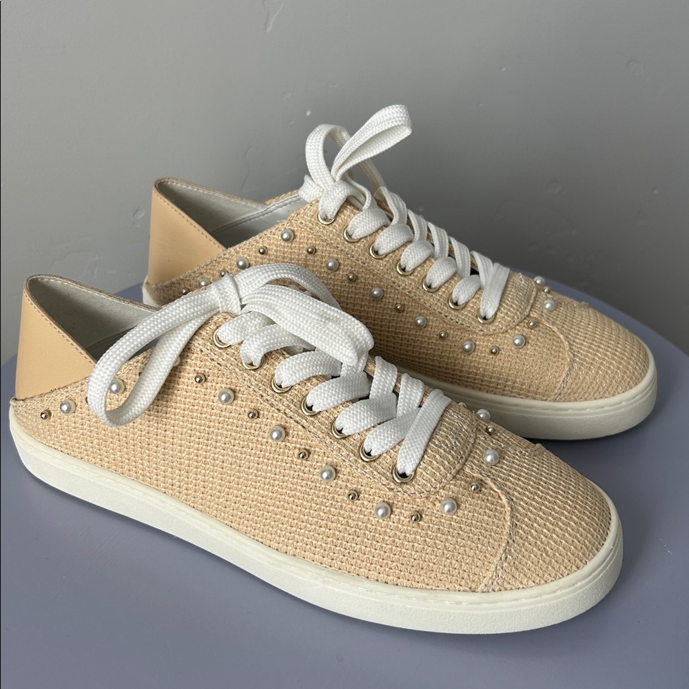 Stuart Weitzman Natural Embellished Platform Sneakers Sz 7 US $395 - Picture 11 of 15